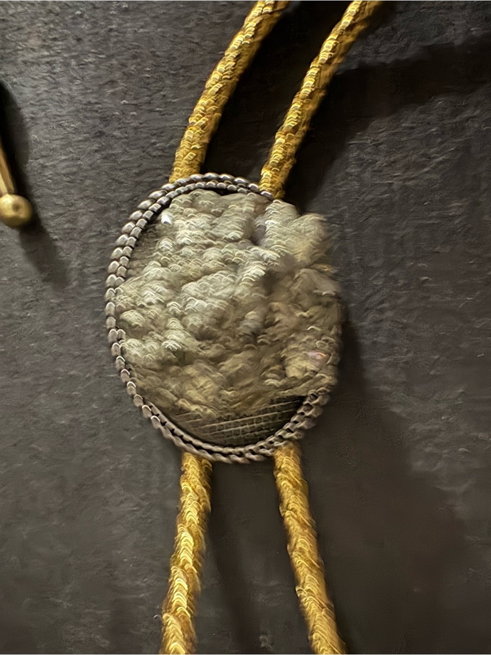 Gold and Silver Bolo Tie with Textured Stone Accent